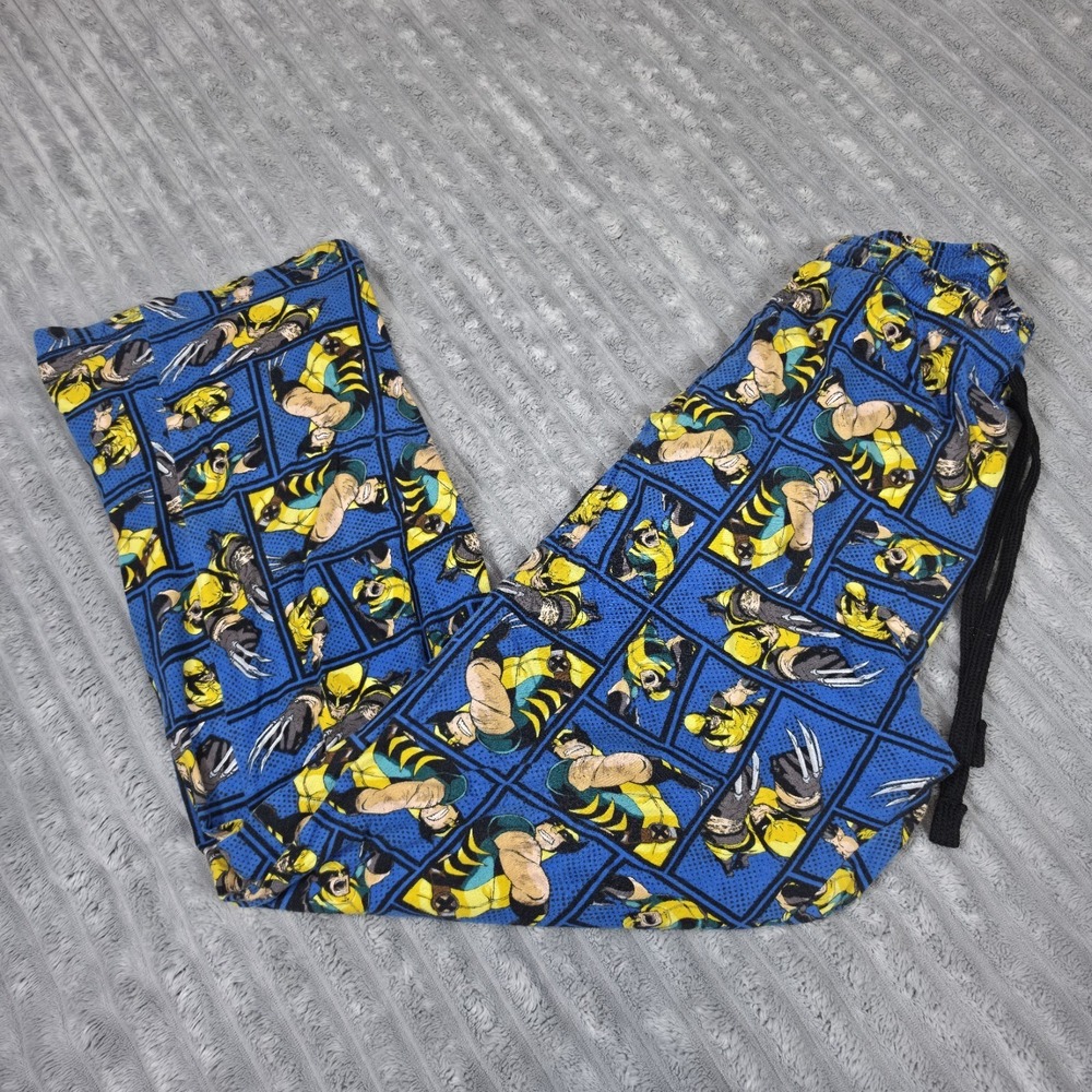 Marvel Mens Blue X-Men Wolverine Knit Sleep Pants Lounge Pants Pajama Bottoms M